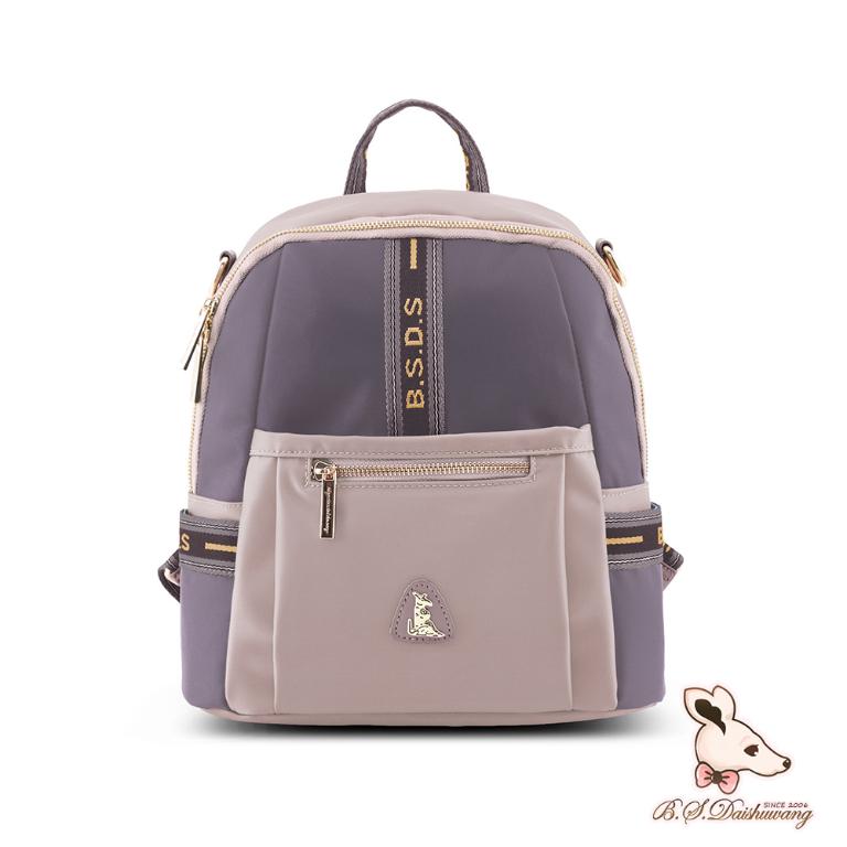 B.S.D.S冰山袋鼠 - 非常莓好 - 織帶拼接多層兩用後背包 - 藕紫灰【7011-GU】