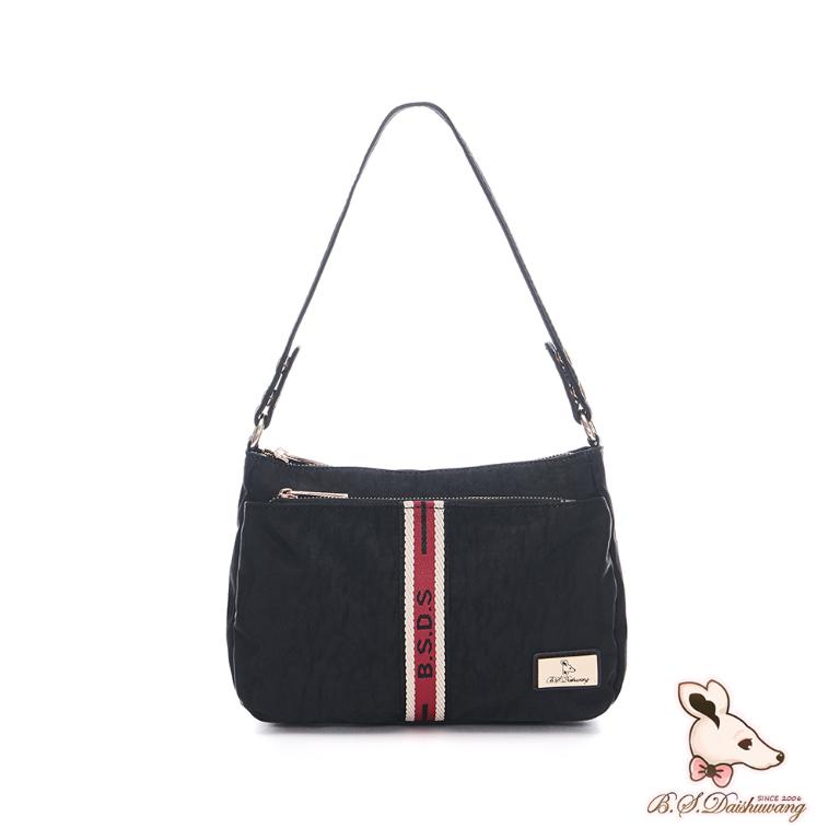 B.S.D.S冰山袋鼠 - 非常莓好 - 織帶拼接輕量斜肩包 - 紅磚黑【8013-KR】