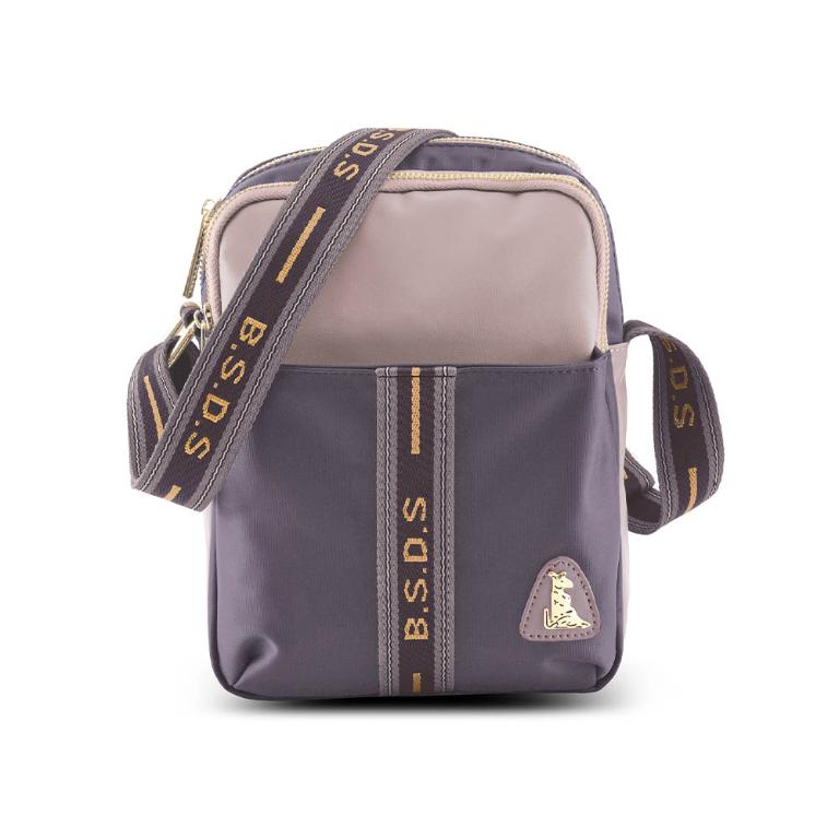 B.S.D.S冰山袋鼠 - 非常莓好 - 織帶拼接隨身收納包 - 藕紫灰【7001-GU】