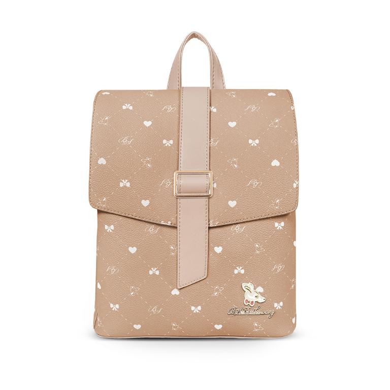 B.S.D.S冰山袋鼠 - 布朗小姐 - 甜美造型蓋釦後背包 - 粉杏色【6158-C】