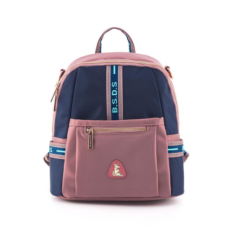B.S.D.S冰山袋鼠 - 非常莓好 - 織帶拼接多層兩用後背包 - 甜粉藍【7011-BP】