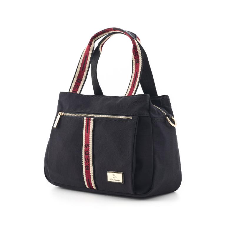 B.S.D.S冰山袋鼠 - 非常莓好 - 織帶拼接兩用購物包 - 紅磚黑【8005-KR】