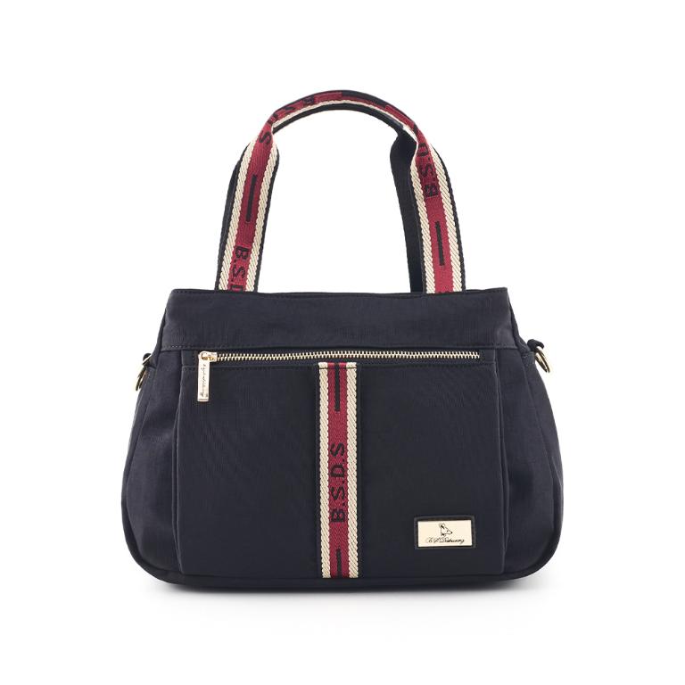 B.S.D.S冰山袋鼠 - 非常莓好 - 織帶拼接兩用購物包 - 紅磚黑【8005-KR】