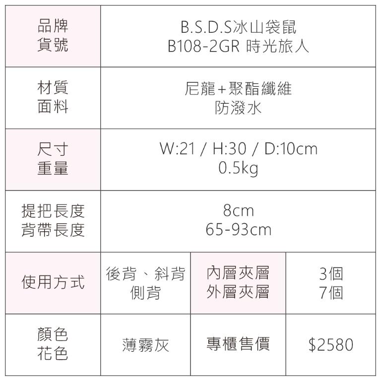 B.S.D.S冰山袋鼠 - 時光旅人 - 知性單肩後背兩用包 - 薄霧灰【B108-2GR】