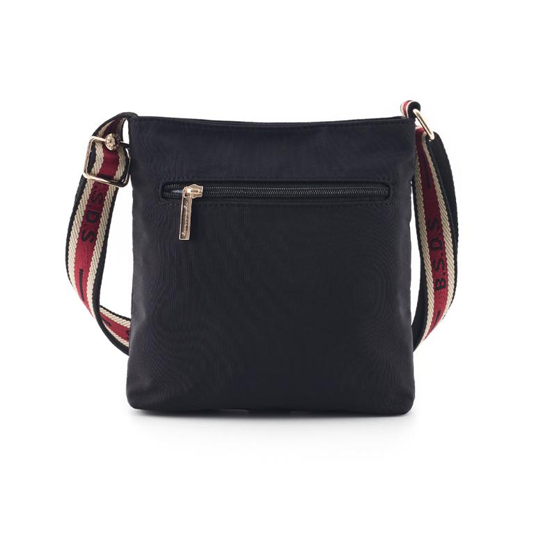 B.S.D.S冰山袋鼠 - 非常莓好 - 織帶拼接直式輕量斜背包 - 紅磚黑【8008-KR】