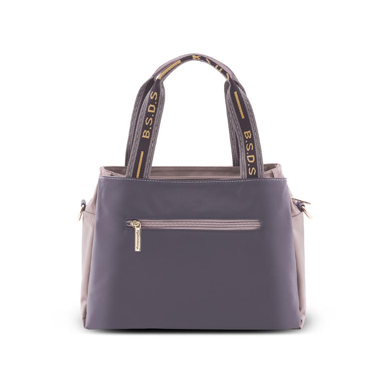 B.S.D.S冰山袋鼠 - 非常莓好 - 織帶拼接兩用購物包 - 藕紫灰【7004-GU】