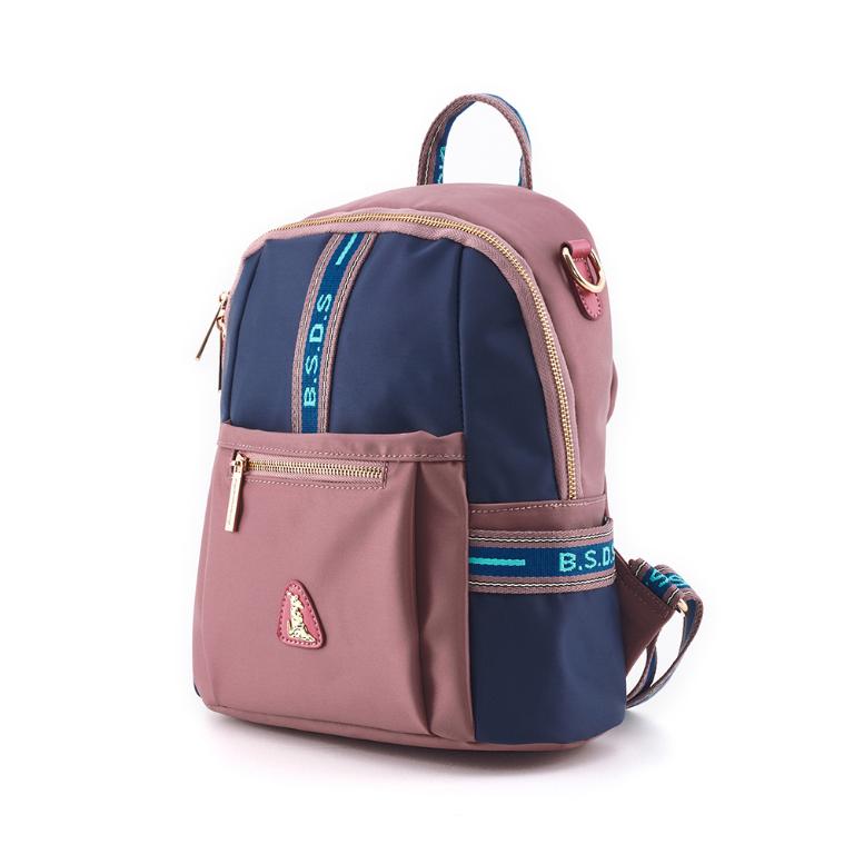 B.S.D.S冰山袋鼠 - 非常莓好 - 織帶拼接多層兩用後背包 - 甜粉藍【7011-BP】