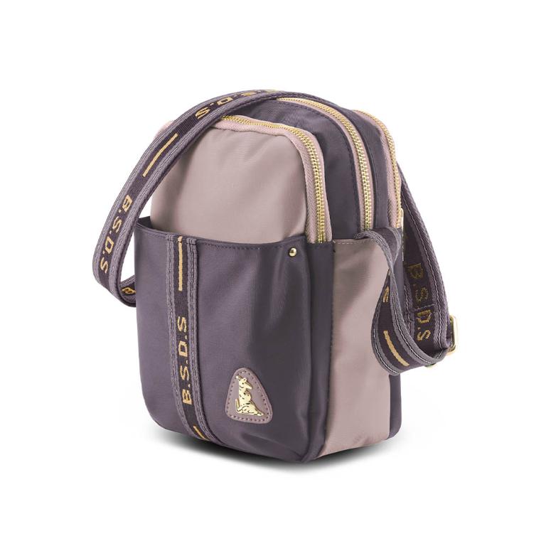 B.S.D.S冰山袋鼠 - 非常莓好 - 織帶拼接隨身收納包 - 藕紫灰【7001-GU】