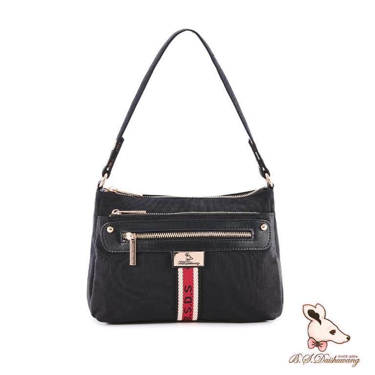 B.S.D.S冰山袋鼠 - 非常莓好 - 織帶拼接實搭斜肩包 - 紅磚黑【8022-KR】