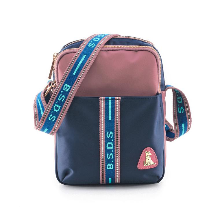 B.S.D.S冰山袋鼠 - 非常莓好 - 織帶拼接隨身收納包 - 甜粉藍【7001-BP】