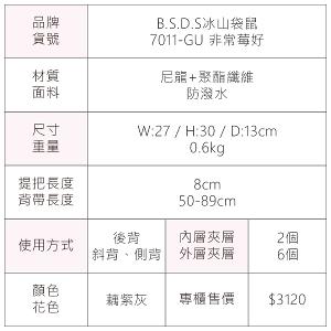 B.S.D.S冰山袋鼠 - 非常莓好 - 織帶拼接多層兩用後背包 - 藕紫灰【7011-GU】