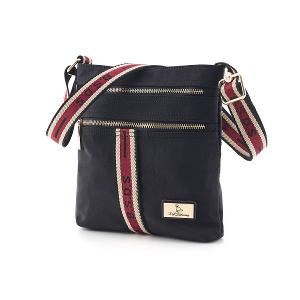 B.S.D.S冰山袋鼠 - 非常莓好 - 織帶拼接直式輕量斜背包 - 紅磚黑【8008-KR】