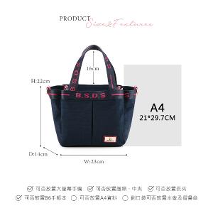 B.S.D.S冰山袋鼠 - 非常莓好 - 織帶拼接多層購物包 - 莓果藍【8019-BP】