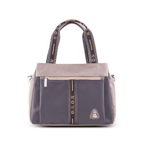 B.S.D.S冰山袋鼠 - 非常莓好 - 織帶拼接兩用購物包 - 藕紫灰【7004-GU】