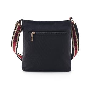 B.S.D.S冰山袋鼠 - 非常莓好 - 織帶拼接直式輕量斜背包 - 紅磚黑【8008-KR】