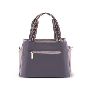 B.S.D.S冰山袋鼠 - 非常莓好 - 織帶拼接兩用購物包 - 藕紫灰【7004-GU】