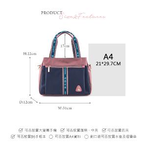 B.S.D.S冰山袋鼠 - 非常莓好 - 織帶拼接兩用購物包 - 甜粉藍【7004-BP】