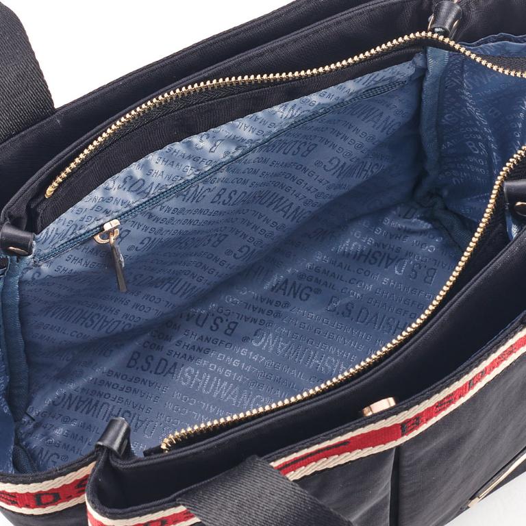 B.S.D.S冰山袋鼠 - 非常莓好 - 織帶拼接多層購物包 - 紅磚黑【8019-KR】