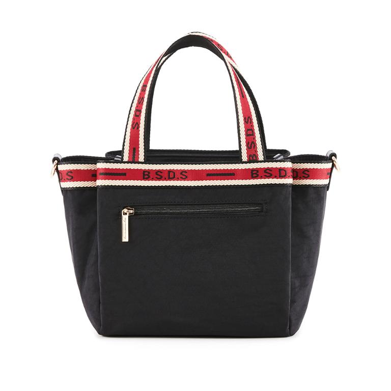 B.S.D.S冰山袋鼠 - 非常莓好 - 織帶拼接多層購物包 - 紅磚黑【8019-KR】