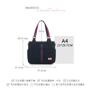 B.S.D.S冰山袋鼠 - 非常莓好 - 織帶拼接兩用托特包 - 莓果藍【8002-BP】