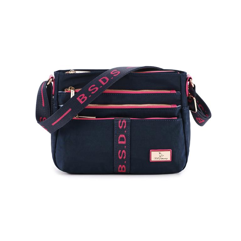 B.S.D.S冰山袋鼠 - 非常莓好 - 織帶拼接多隔層斜背包 - 莓果藍【8001-BP】