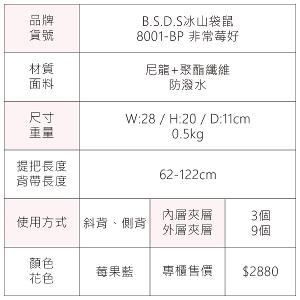 B.S.D.S冰山袋鼠 - 非常莓好 - 織帶拼接多隔層斜背包 - 莓果藍【8001-BP】