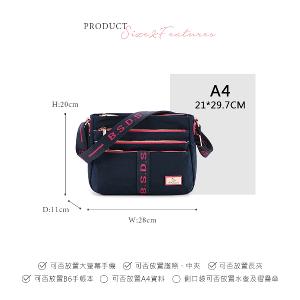 B.S.D.S冰山袋鼠 - 非常莓好 - 織帶拼接多隔層斜背包 - 莓果藍【8001-BP】