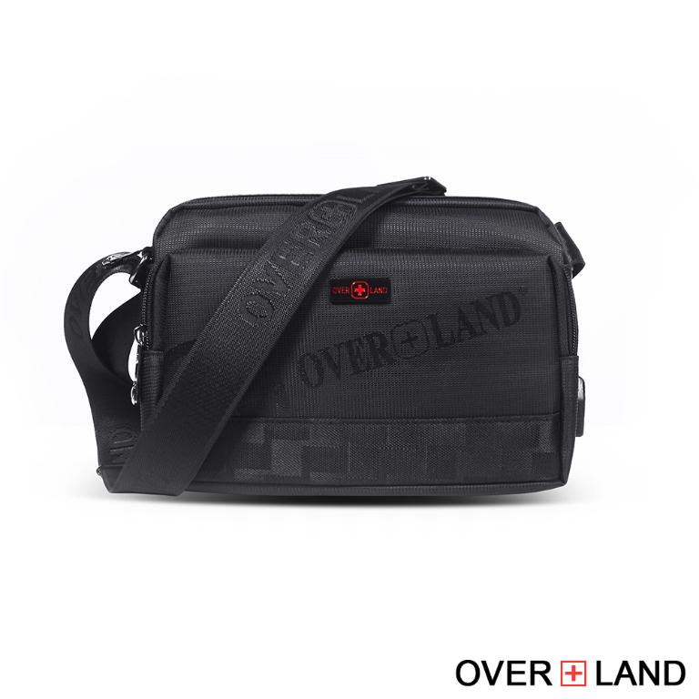 OVERLAND - 美式十字軍 - LOGO浮印格紋拼接斜背包(小/S) - 5709