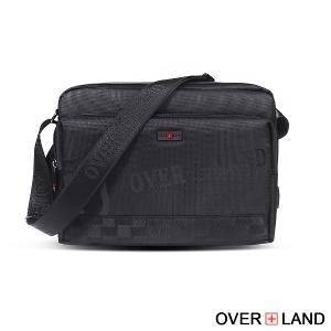 OVERLAND - 美式十字軍 - LOGO浮印格紋拼接斜背包(大/L) - 5732