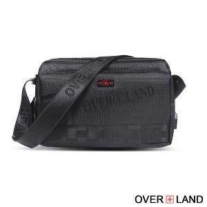 OVERLAND - 美式十字軍 - LOGO浮印格紋拼接斜背包(中/M) - 5715