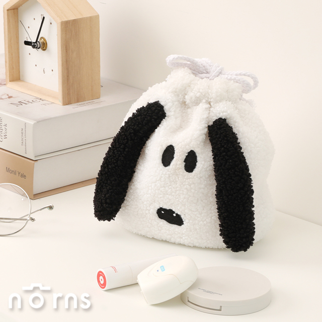 Peanuts史努比絨毛造型束口袋 QQ大臉