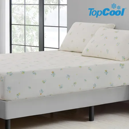 【Tonia Nicole 東妮寢飾】沁夏甜檸TopCool瞬涼呼吸涼感床包枕套組(雙人)