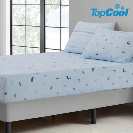 【Tonia Nicole 東妮寢飾】鯨海奇航TopCool瞬涼呼吸涼感床包枕套組(雙人)