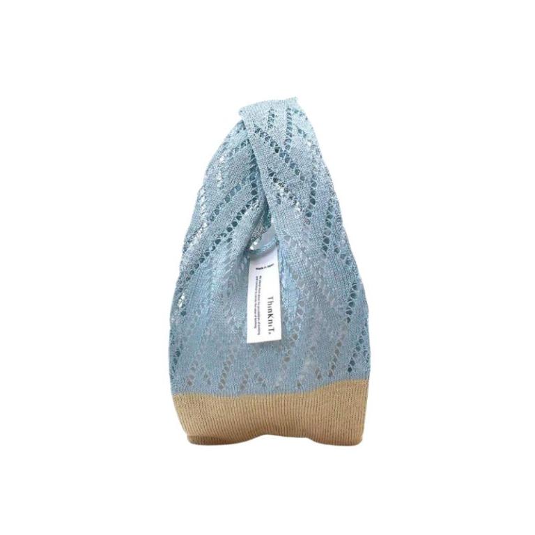 ThinKniT 撞色編織外出包（藍米）
