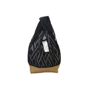 ThinKniT 撞色編織外出包（黑咖）