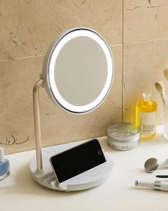 日本recolte 麗克特 Festino LED Fan Mirror 柔光微風化妝鏡 SMHB-032 簡約白