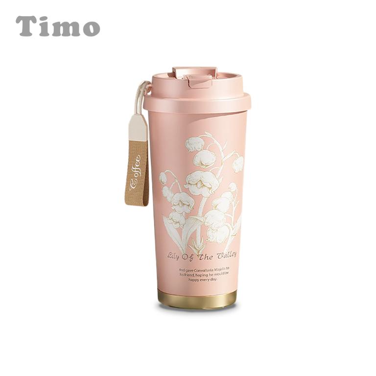 【Timo】雅瓷花語陶瓷內膽兩用保溫咖啡杯 500ml(2入組)