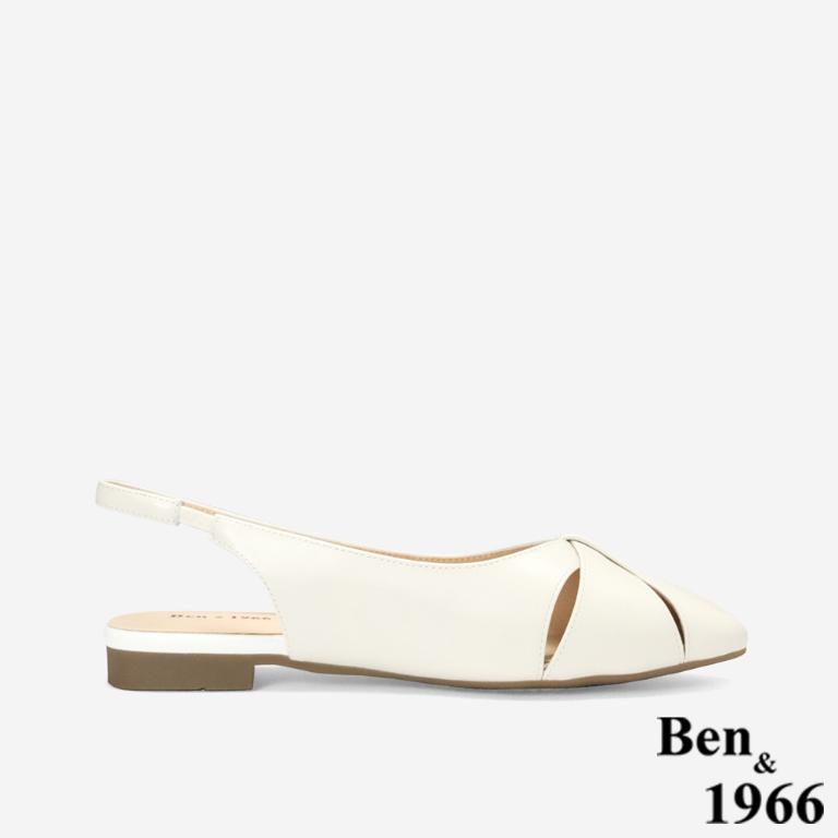 Ben&1966柔軟羊皮舒適優雅後空涼鞋-米白(256242)