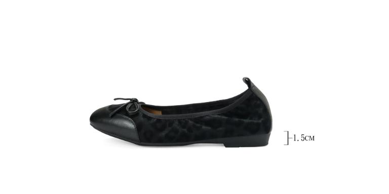 Ben&1966時尚豹紋牛皮蝴蝶結方頭包鞋-黑(256331)