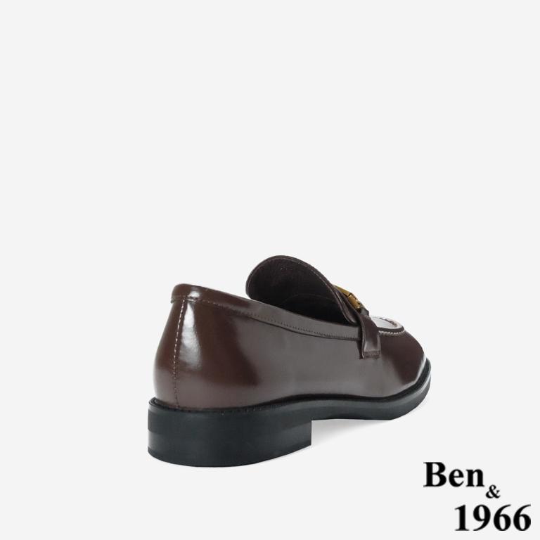 Ben&1966高級牛油皮個性方頭舒適樂福鞋-咖啡(256122)