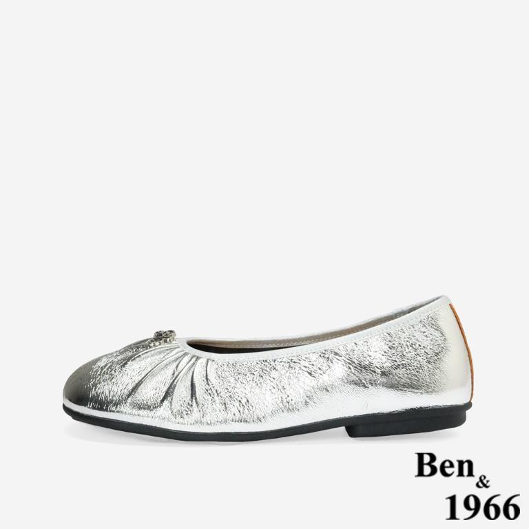 Ben&1966質感金屬牛皮簡約時尚包鞋-銀(256262)