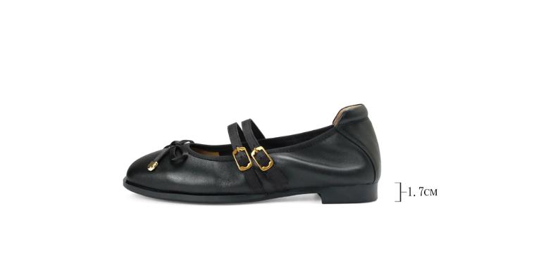 Ben&1966柔軟羊皮優雅蝴蝶結方頭包鞋-黑(256321)