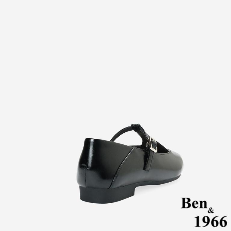 Ben&1966高級牛油皮氣質韓系尖頭瑪莉珍鞋-黑(256301)