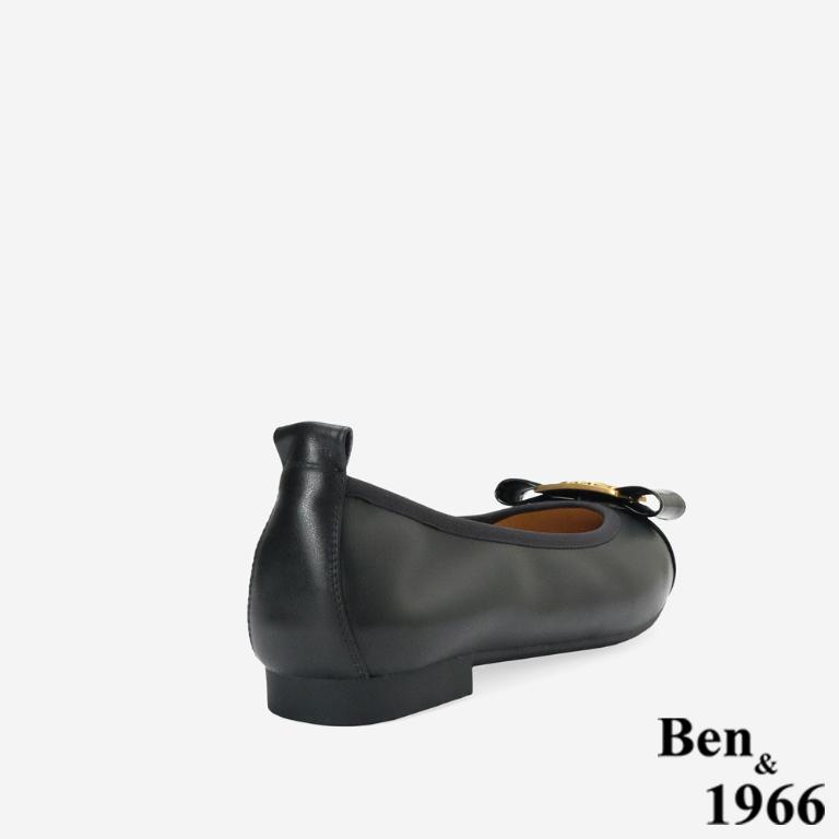 Ben&1966高級頭層牛皮優雅尖頭包鞋-黑(256281)