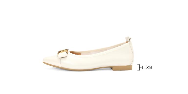 Ben&1966高級頭層牛皮優雅尖頭包鞋-米白(256282)