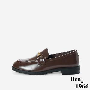 Ben&1966高級牛油皮個性方頭舒適樂福鞋-咖啡(256122)