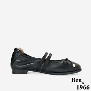 Ben&1966柔軟羊皮優雅蝴蝶結方頭包鞋-黑(256321)