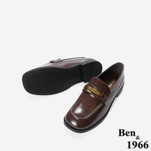 Ben&1966高級牛油皮個性方頭舒適樂福鞋-咖啡(256122)