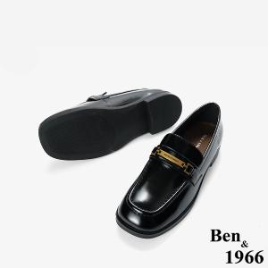 Ben&1966高級牛油皮個性方頭舒適樂福鞋-黑(256121)