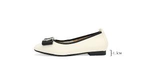 Ben&1966柔軟絲綢羊皮優雅鑽釦方頭包鞋-米白(256252)